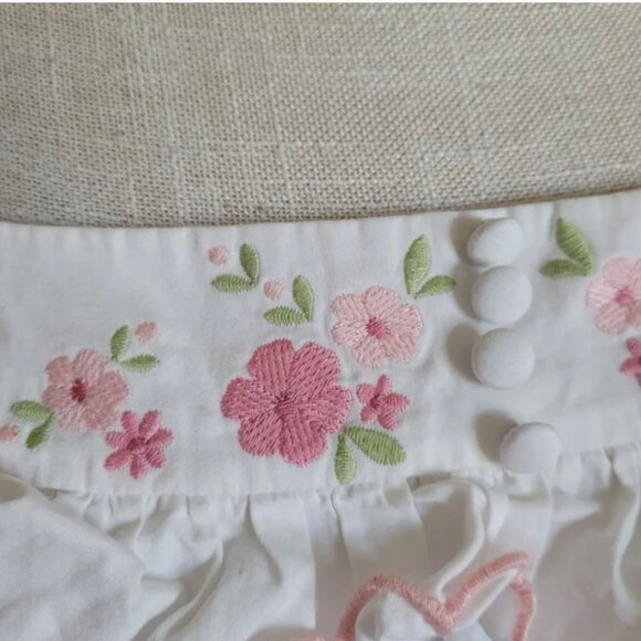 For Love and Lemons Tea Time Babydoll Cotton Mini white pink Dress size L - Picture 5 of 8